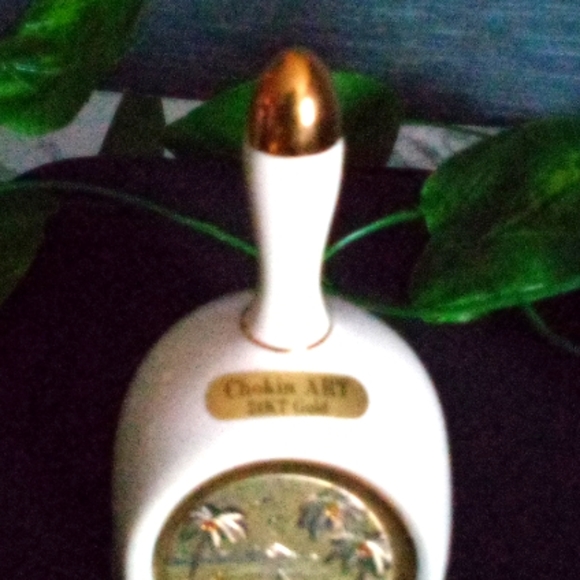 Chokin  Porcelain Bell Hawaii Motif 24K gold Rim/Trim Engraved / 4in Tall - Picture 5 of 6